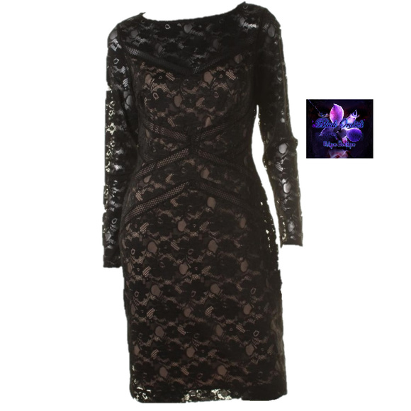 Lauren Ralph Lauren Dresses & Skirts - RALPH LAUREN NEW 12 BLACK LACE ILLUSION COCKTAIL DRESS NWT Christmas holidays